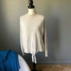 Pretty gray tie front sweater